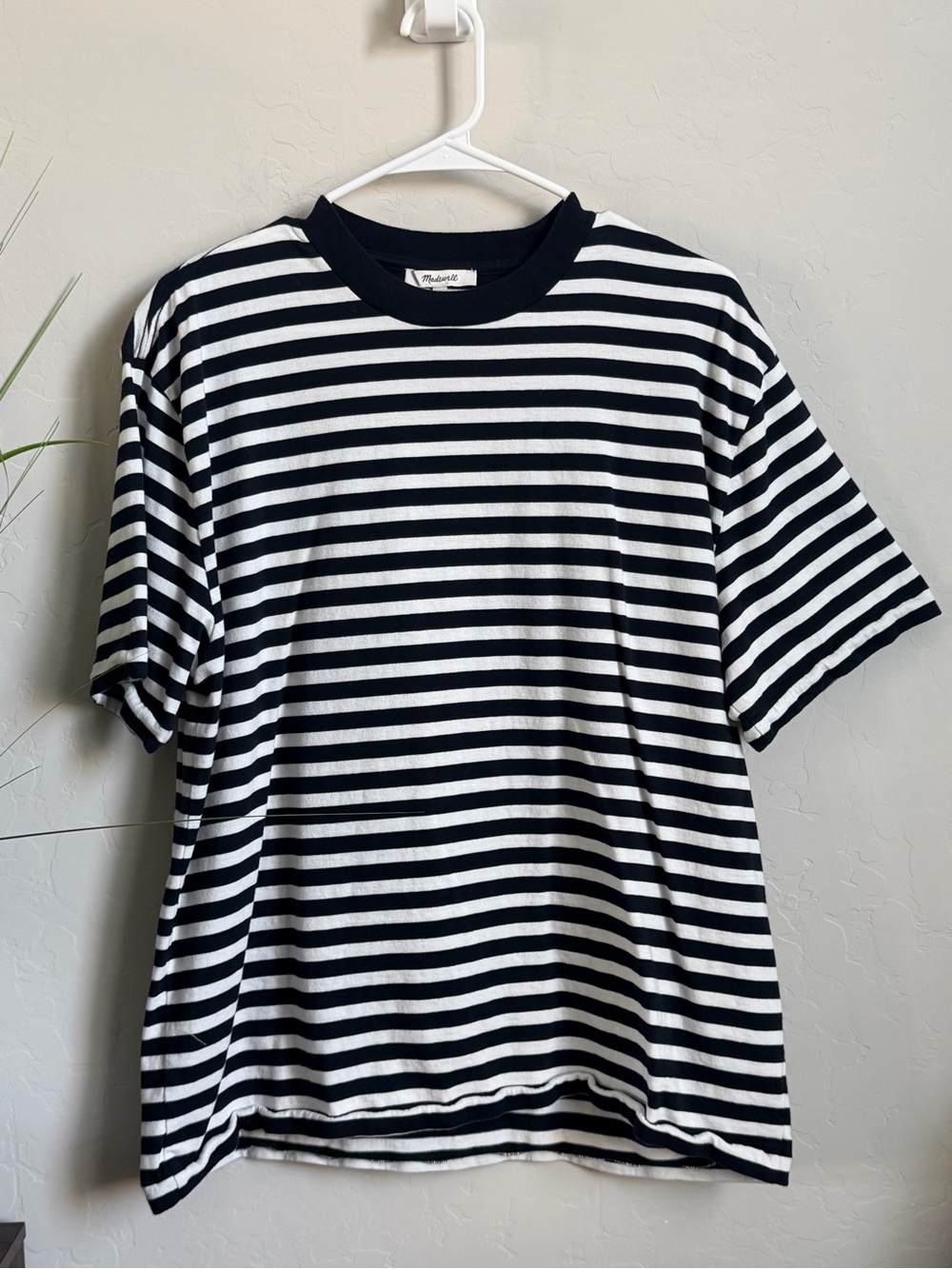 Madewell Navy & Ivory Breton Stripe Relaxed Boxy Tee Size Medium